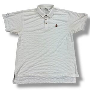 VTG Nike Textured Polo Shirt Men's‎ Large White Embroidered Logo Short Sleeve